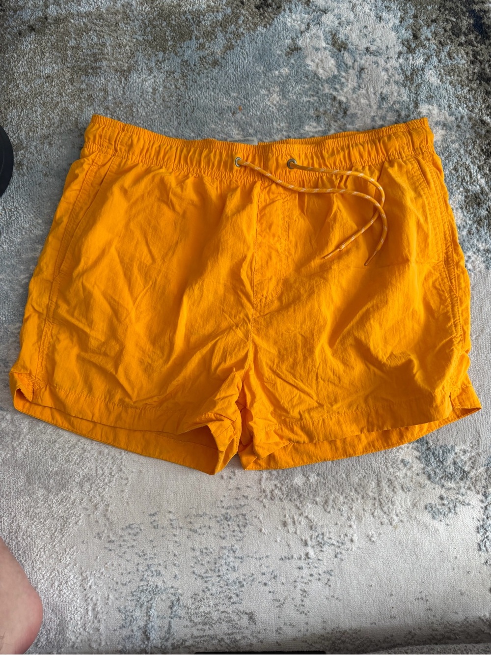 H&M Bright Orange Men's Swim Trunks with Drawstring Waist